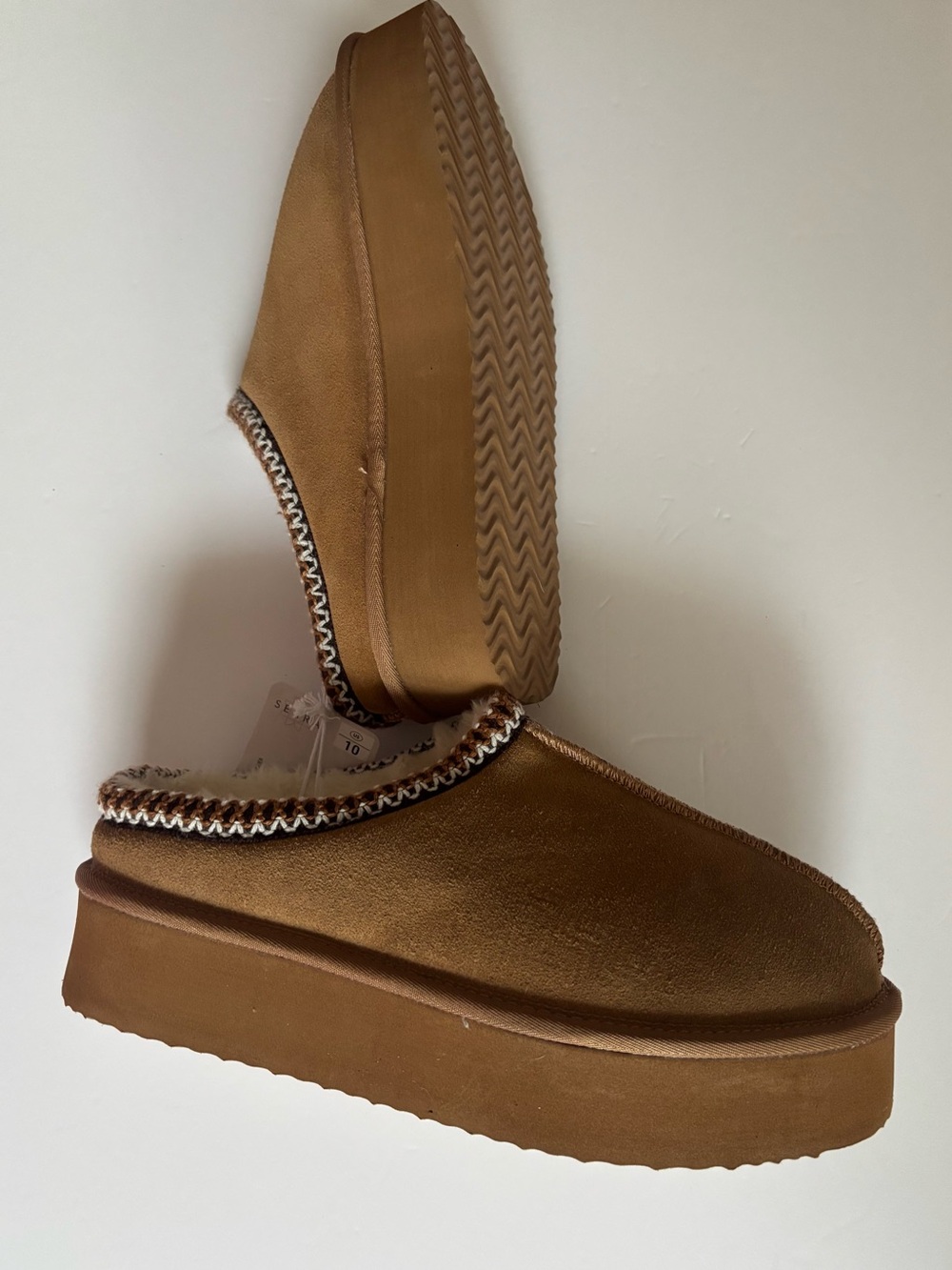 Serra Brown Platform Slip-On Slippers with Braided Trim